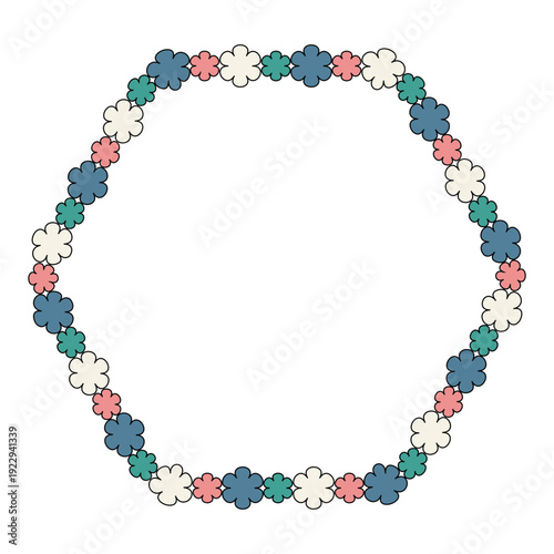 Flower retro hexagon frame