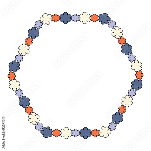 Flower retro hexagon frame