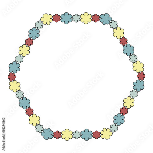 Flower retro hexagon frame