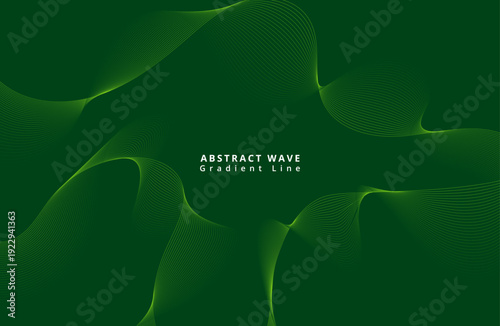 A vibrant green abstract wave gradient line design with a modern and dynamic feel