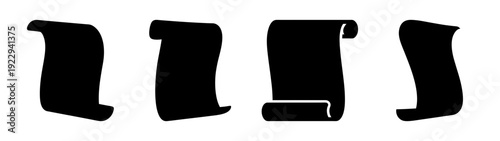 Black Paper Bags with Handles in Various Positions flat design vector illustration