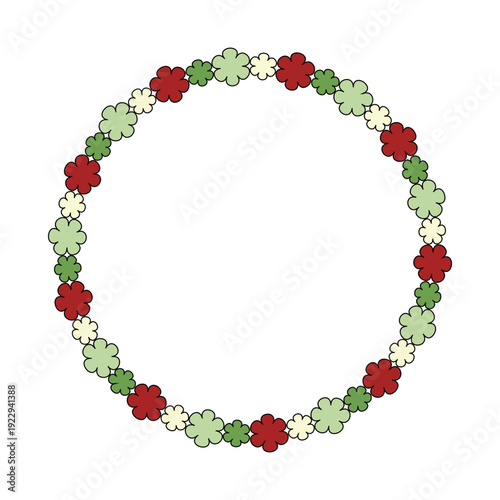 Flower retro circle frame