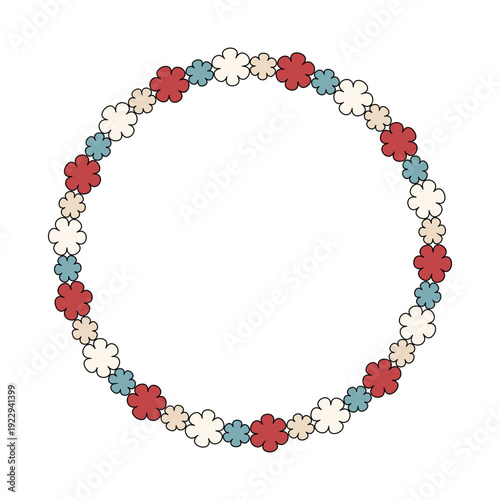 Flower retro circle frame