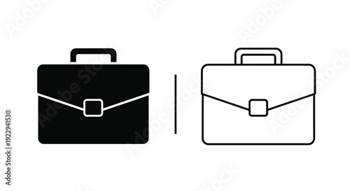 Two briefcase icons one filled and one outlined displayed side by side