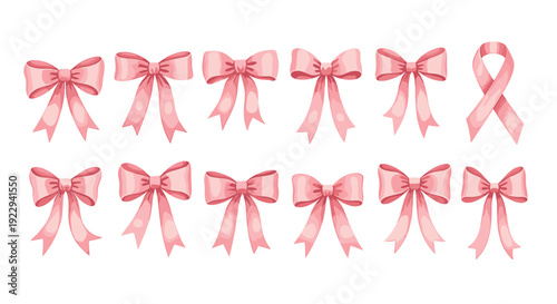 Pink ribbon collection: decorative bows for celebrations and awareness