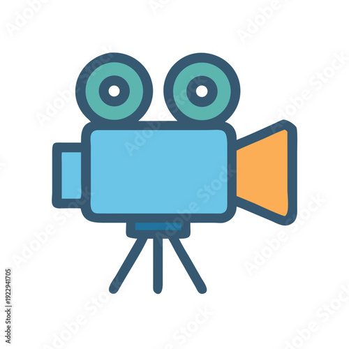 Retro movie camera vector icon illustration for design and creative projects