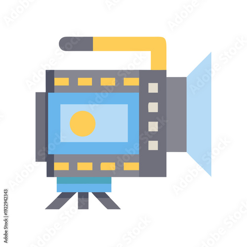 Stylized video camera icon representing filmmaking and digital content creation