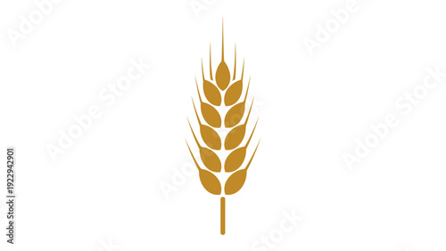 Stylized Golden Wheat Ear Icon on White Background