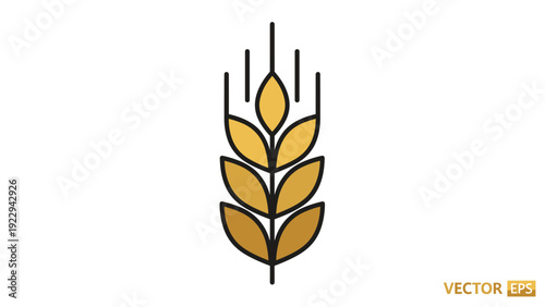 Golden Wheat Ear Spike Minimalist Icon Vector