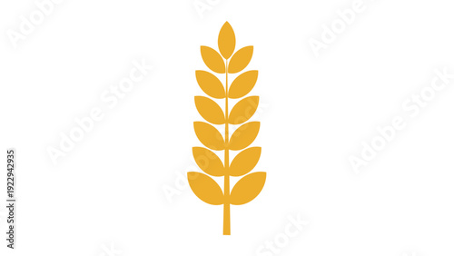 Stylized Golden Wheat Ear Icon on White Background