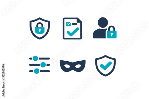 Data generation vector image simple privacy scalable icon sliders consent anonymous numbers