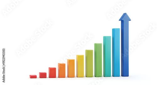 3D colorful growing bar chart with upward arrow trend isolated on transparent background Free Download 3D colorful growing bar chart with upward arrow trend isolated on transparent background - GFXLoad
