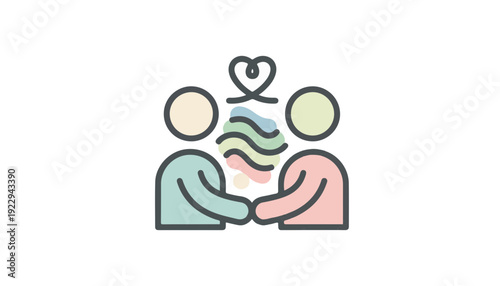 Abstract human connection icon without devices depicting digital detox empathy and interpersonal relationships for mental health and wellness.
