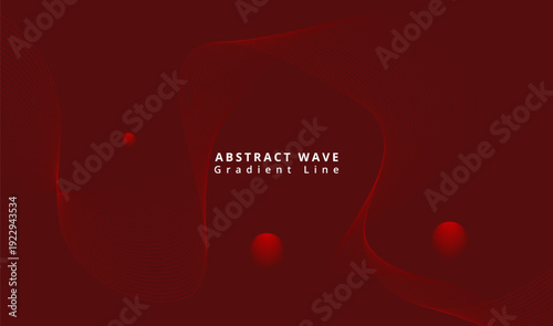 A vibrant abstract wave design with a gradient line on a dark red background