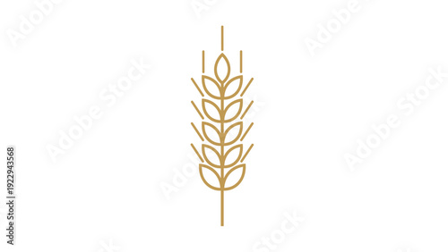 Minimalist Golden Wheat Ear Icon on White Background