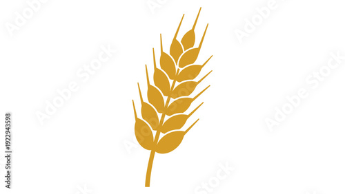 Stylized Golden Wheat Ear Icon on White Background