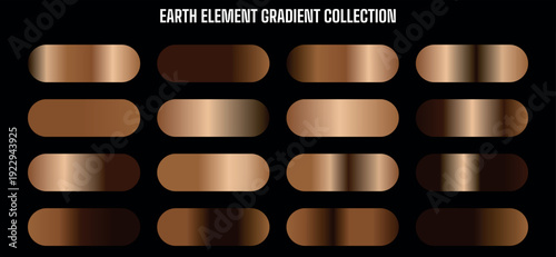 Earth tone gradient swatches collection, color palette, for design or branding, isolated on transparent background, png