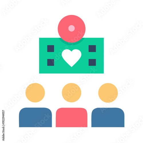 Donation icon for charity concept, abstract people benefiting from sponsorship organization