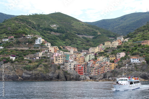 Beautiful view of Riomaggiore. Is one of five famous colorful villages of Cinque Terre National Park (Five Lands).