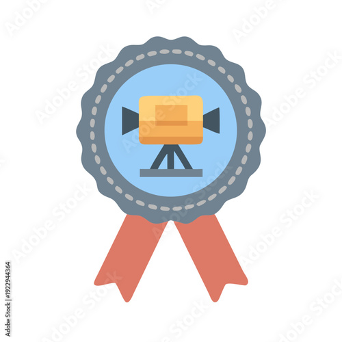 Award ribbon with camera icon, representing film festival or video achievement