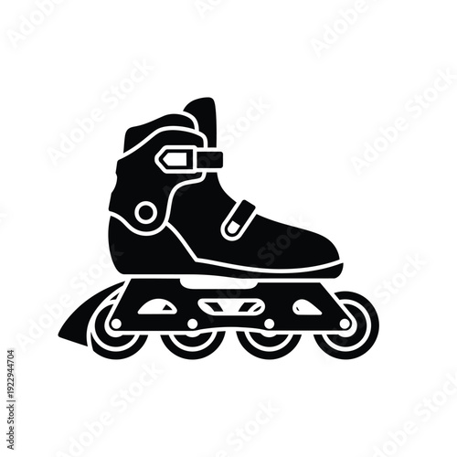 Vector illustration icon black inline roller skate with white outline