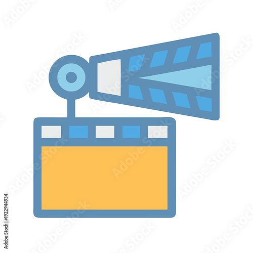 Modern Film Clapper Board Icon in Flat Style for Movie Concepts