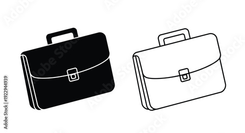 Two briefcase illustrations one black and one white with similar designs