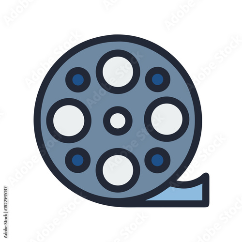 Illustration of a film reel representing movies, entertainment, and digital media