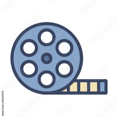Illustration of a movie film reel on a black background, film industry