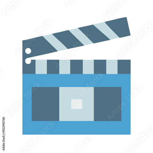Modern flat design of a clapperboard on a solid black background