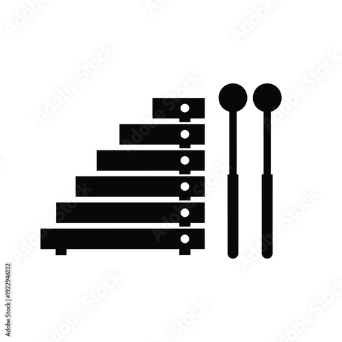 Vector illustration icon xylophone with mallets in simple flat design
