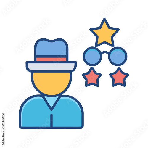 Spy agency icon showing detective or secret agent with targets or top secret information