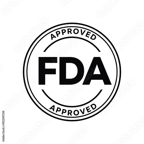 Vector illustration icon fda approved black stamp on with circular design and bold lettering