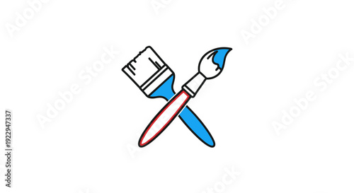 Crossed Paint Brushes Icon for Art and Creative Design