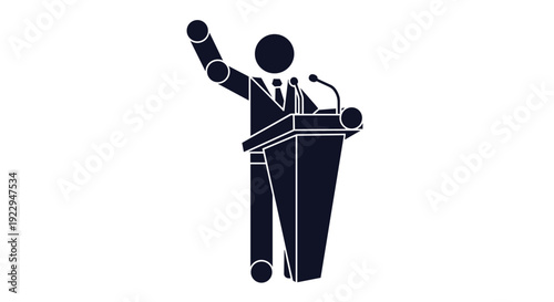 Public Speaker at Podium Icon - Leadership and Communication Symbol