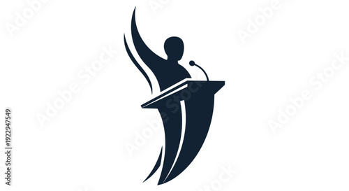 Dynamic Public Speaker Silhouette Icon at Podium