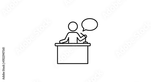 Speaker Behind Lectern With Speech Bubble
