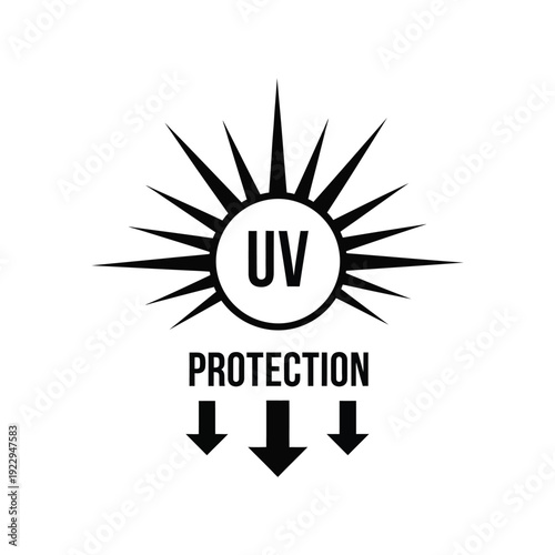 Vector illustration icon black ultraviolet protection symbol with arrows
