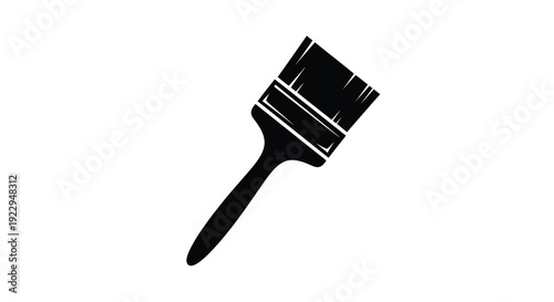 Simple black silhouette of a paintbrush on a white background