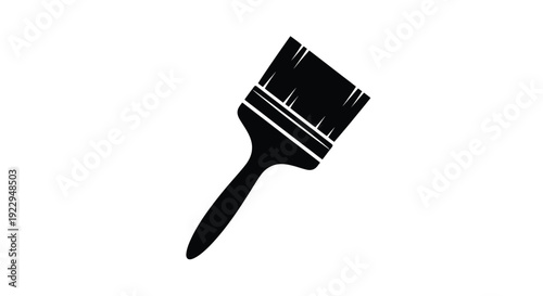 Black paintbrush silhouette isolated on a stark white background