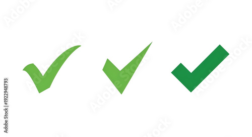 Three green checkmarks indicating positive confirmation or approval. isolated on transparent background, | Vector