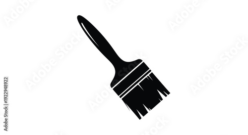 Simple black silhouette of a paintbrush against a white background