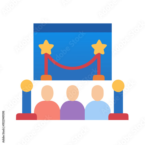 Flat illustration of red carpet event with people awaiting awards, isolated