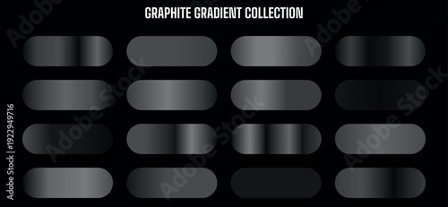 Graphite gradient shapes collection, metallic oval buttons or banners, for website or presentation background, overlay effect, Isolated on transparent background, png