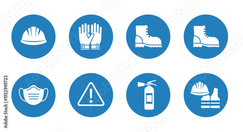 Collection of Personal Protective Equipment Icons on Isolated White Background