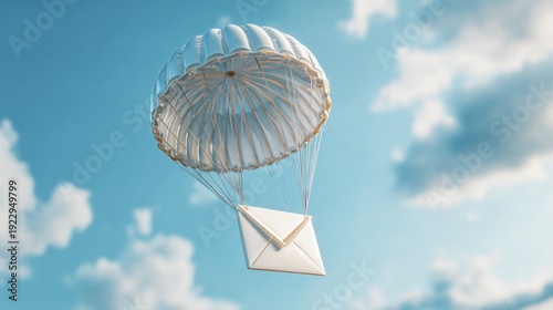 Message delivered via parachute.  Fast, secure, unique mail delivery concept