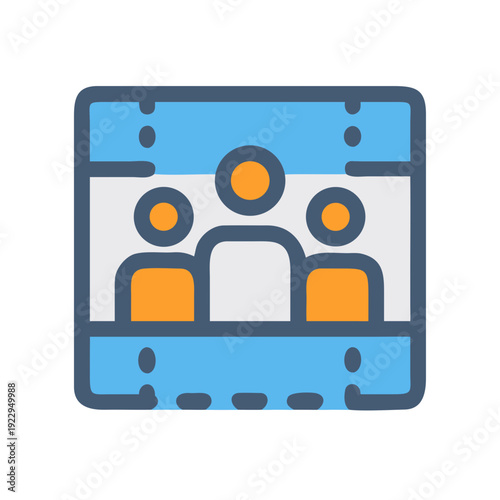 Abstract Teamwork Illustration: Three Stylized Figures Representing Collaboration and Group Dynamics