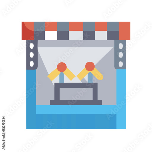 Stylized crane machine against black background, flat vector style for various uses