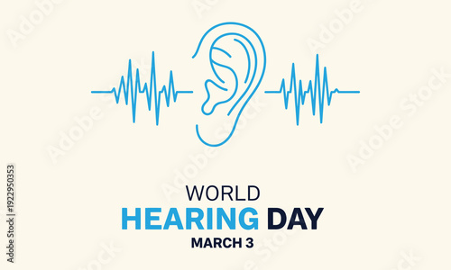 World hearing day awareness illustration with ear and sound wave design