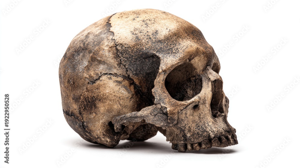 Fototapeta premium Aged human skull profile